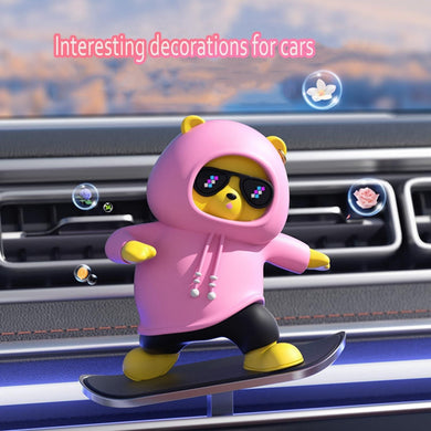 Cartoon Bear Skateboard Doll,Cute Skateboard Bear Decoration for Car