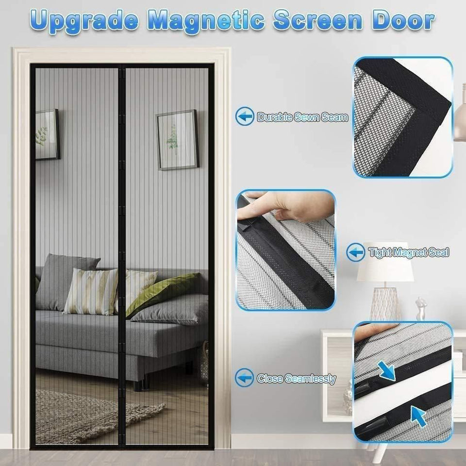 Door Curtain-Mesh Screen Net Home Magnetic Foldable Anti Mosquito Door Curtains (Pack of 2)